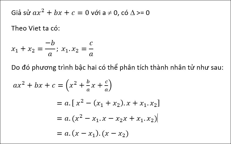 Cách phân tích phương thức bậc hai thành nhân tử
